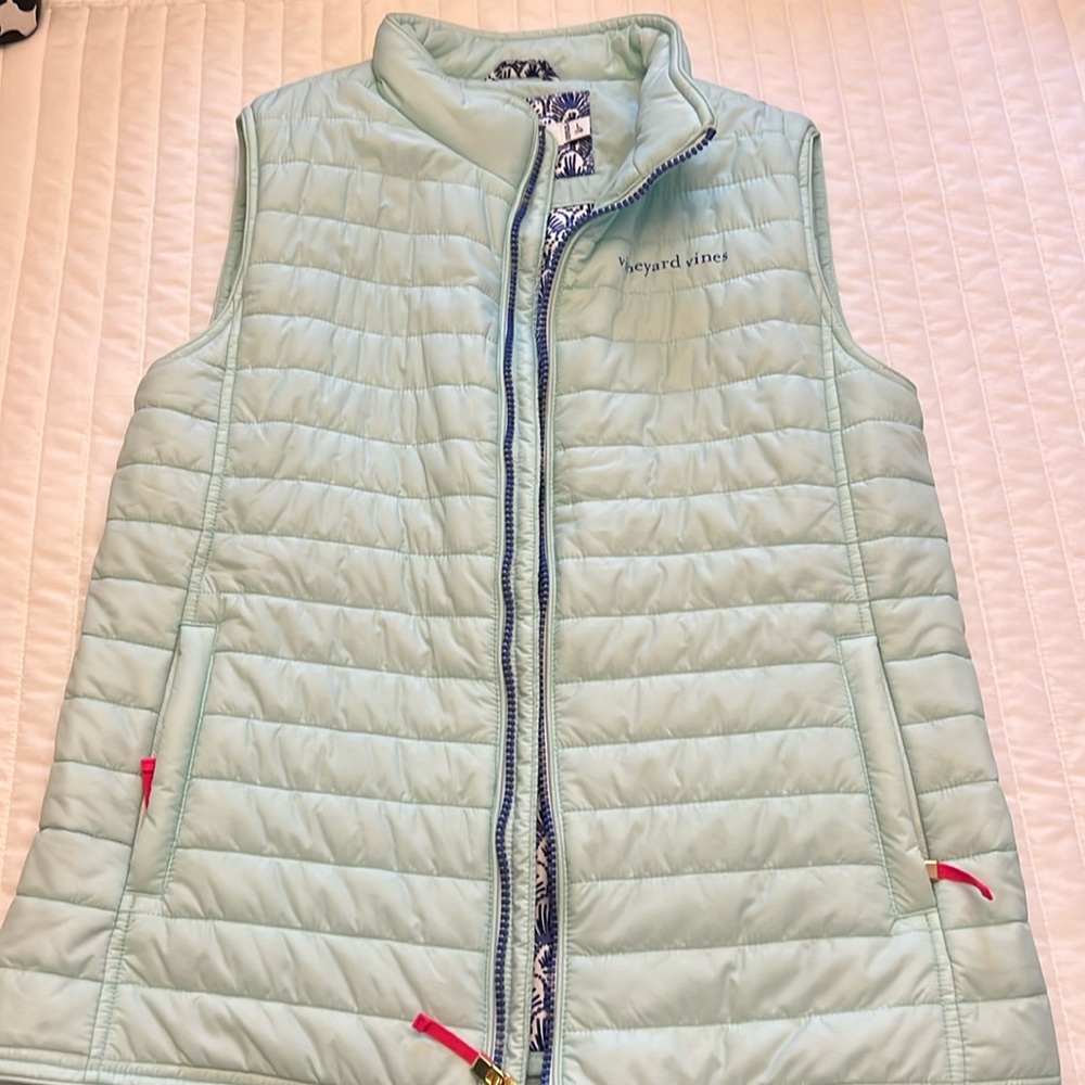 Vineyard vines kids L (14) teal puffer vest